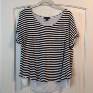 Short sleeve shirt, black and white stripe.